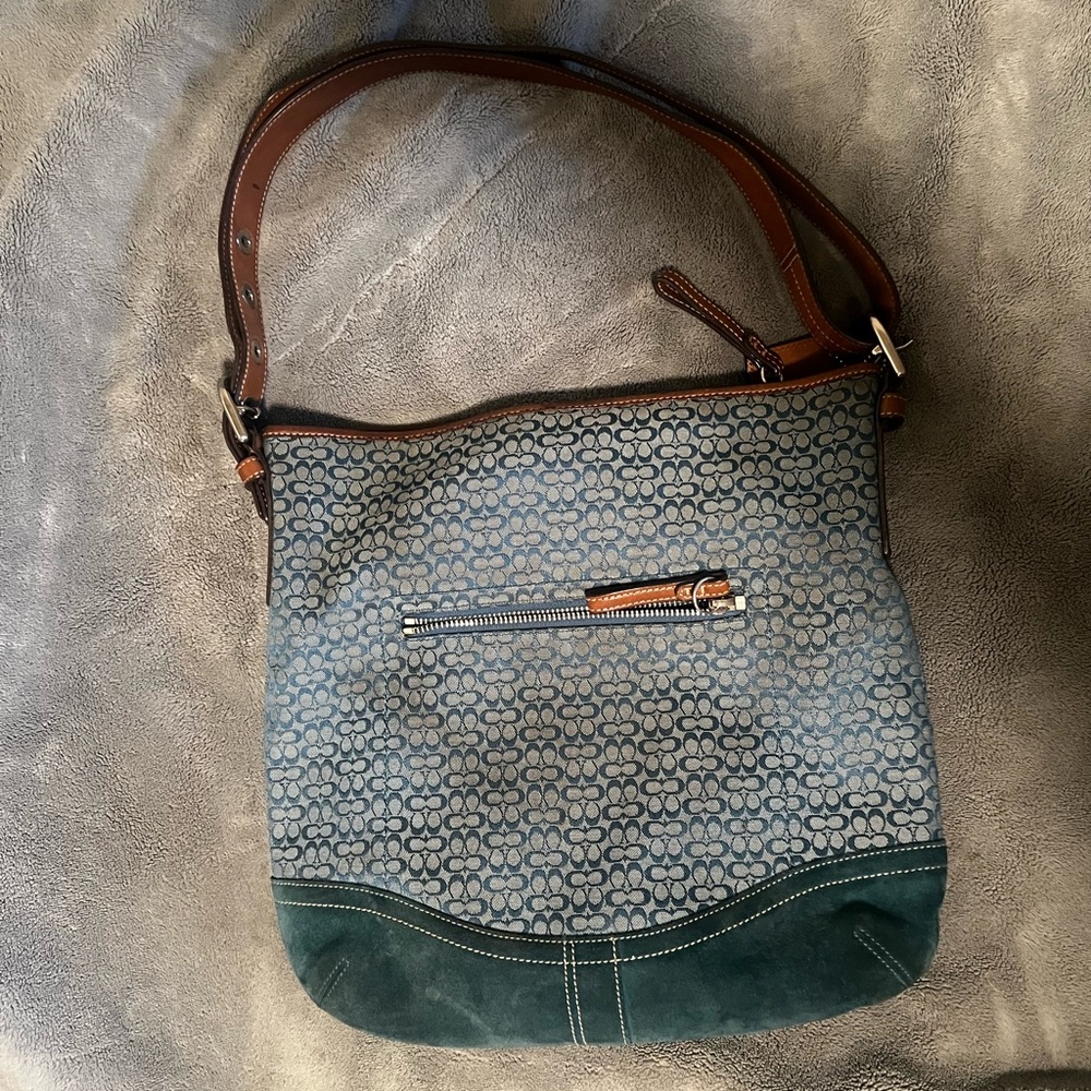 Vintage Coach Blue Suede Bag - Picture 2 of 5